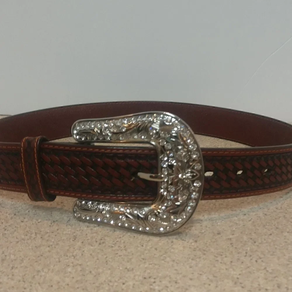 Hand Tooled Studded Leather Belt